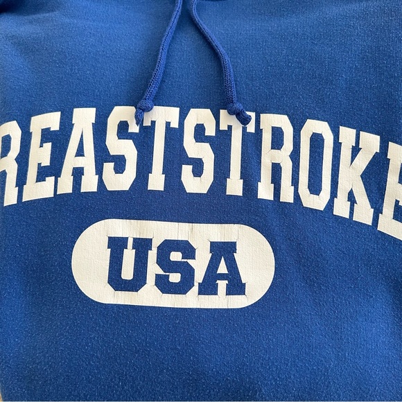 “Breaststroke USA” Competitive Swimming Blue Hoodie - Picture 4 of 6